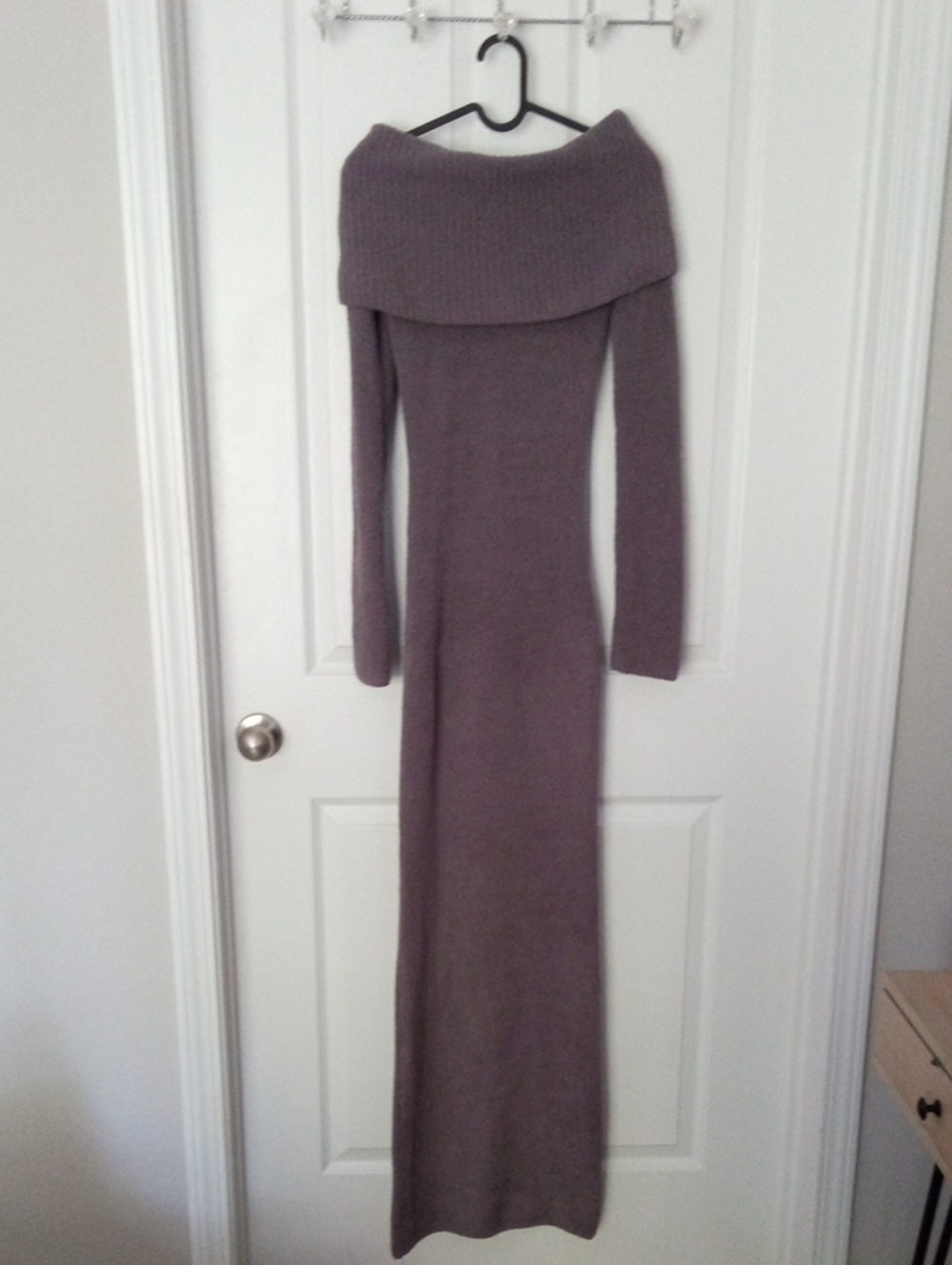 Skims Knit Off The Shoulder Dress Maxi Long Sleeve Grey Medium - Picture 2 of 8